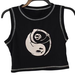 3/$15 Romwe Grim Reaper Ghost Yin Yang Crop Top Size Large